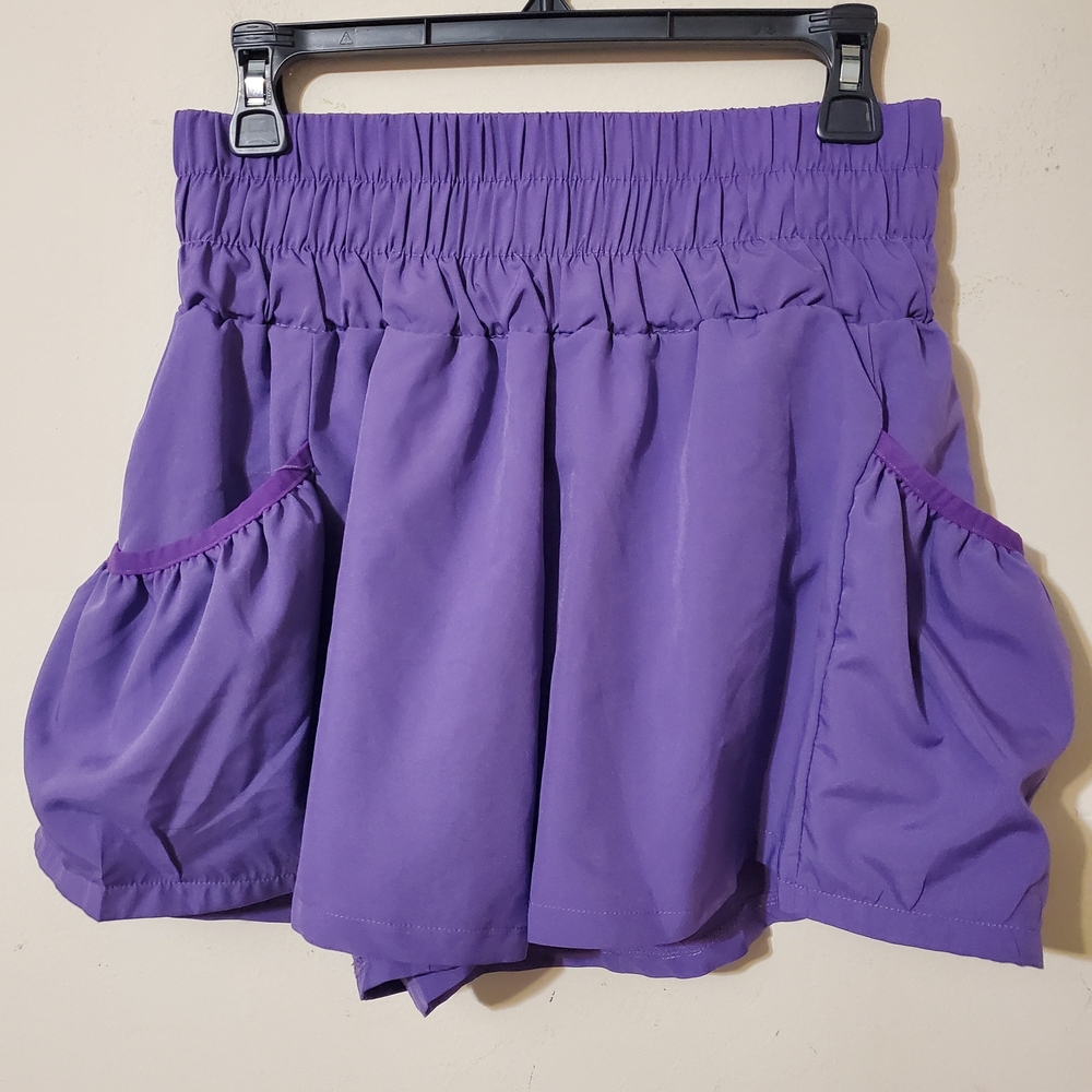 Prissy Jane High Waist Purple Athletic Shorts Side Pockets